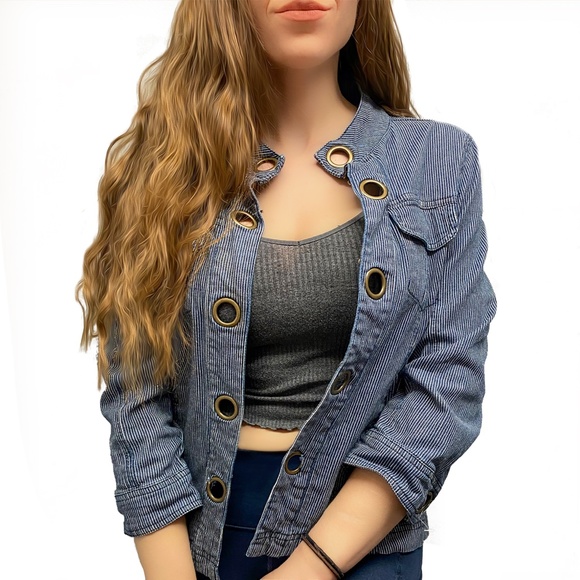 Vintage AMI Striped Jacket with Grommet Accents - Picture 4 of 4